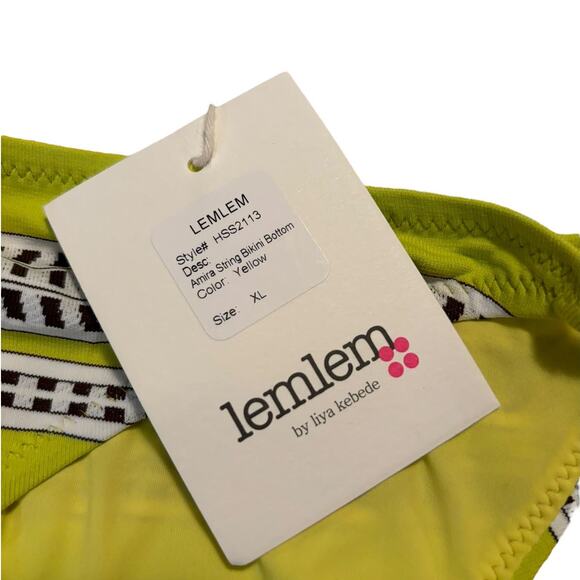 NWT Lemlem Amira Bikini Women's Size XL 2 Pcs Yellow Tie Front String Bottom - Picture 11 of 13